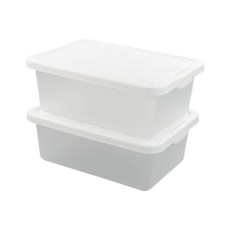 Ucake 14 Quart Clear Storage Box, Underbed Plastic Latch Box with White Lids, 2-Pack - Image 1